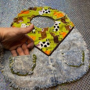 Jean / Cow themed large baby bib